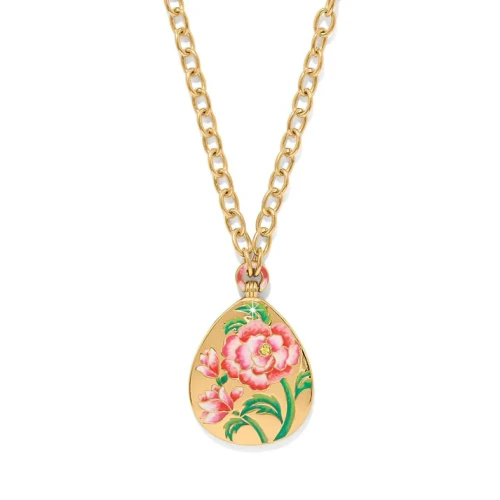 Brighton Enamel Rose Petal Gold Teardrop Pendant Necklace