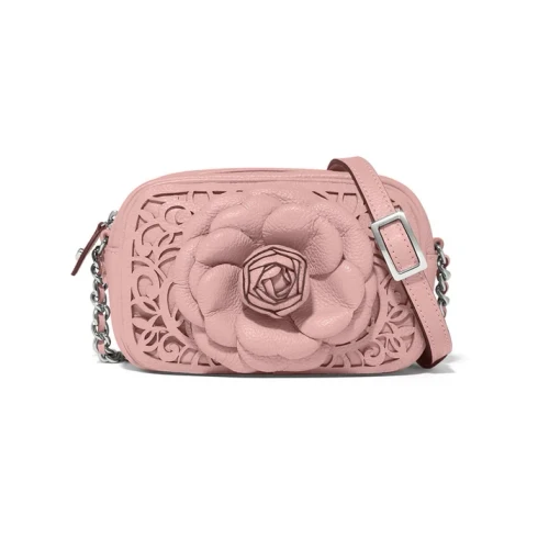 Brighton Jardin Rosie 3D Flower Petal Laser Cut Pink Leather Camera Bag Crossbody Purse