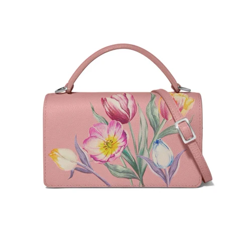 Brighton La Tulipe Tulips Petal Pink Mini Crossbody Flap Satchel Purse