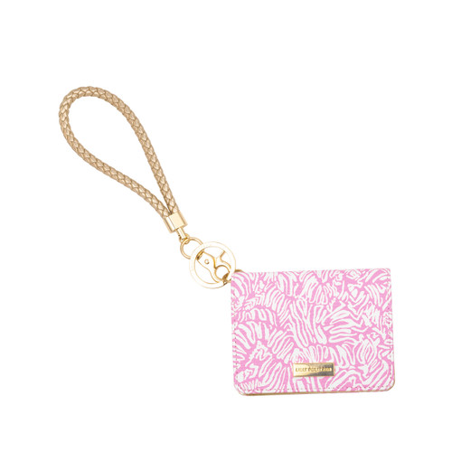 Lilly Pulitzer Snap Card Case With Gold Braided Wristlet Strap