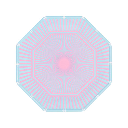 Lilly Pulitzer Blue Pink Stripe Sun Starburst Octagon Melamine Appetizer Plate Set of 4