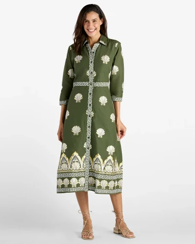Jude Connelly Gilded Shell Loden Olive Green Midi Dress