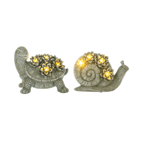 Ganz Resin Garden Figurine With LED Flower Lights