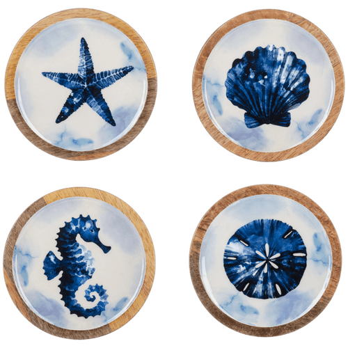 Ganz Under The Sea Blue Watercolor Wood & Enamel Tidbit Tray