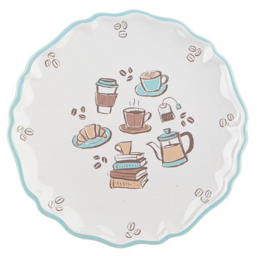 Ganz Scallop Edges Coffee Theme Round Melamine Lunch Plate