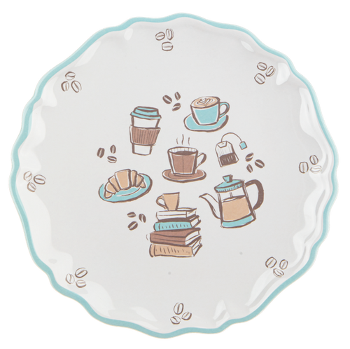 Ganz Scallop Edges Coffee Theme Round Melamine Lunch Plate