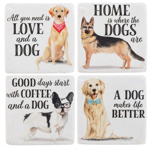 Ganz Stone Dog Coasters With Cute Sayings Set of 4