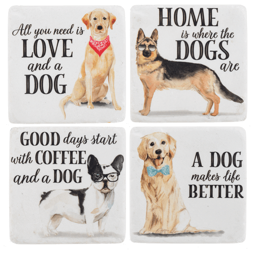 Ganz Stone Dog Coasters With Cute Sayings Set of 4
