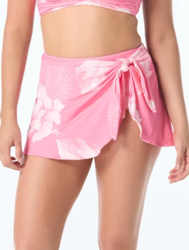 Coco Contours Pink Island Heat Halo Sarong Swim Skirt Bottom