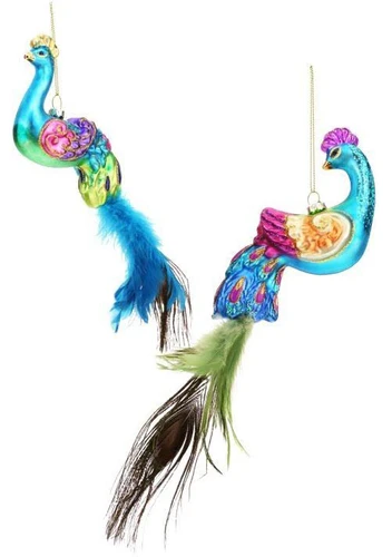 Mark Roberts Glamourous Peacock Glass Christmas Tree Ornament
