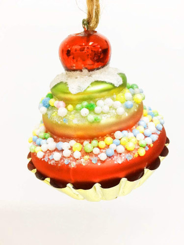 Glitterville Gold Foil Cup Cherry Tart Glass Christmas Tree Ornament