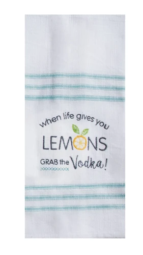 Kay Dee Vodka & Lemons Embroidered Tea Towel
