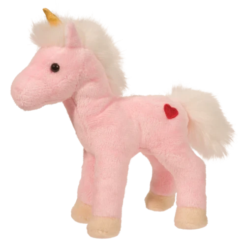 Douglas Rose Bud Stuffed Pink Unicorn With A Embroidered Heart