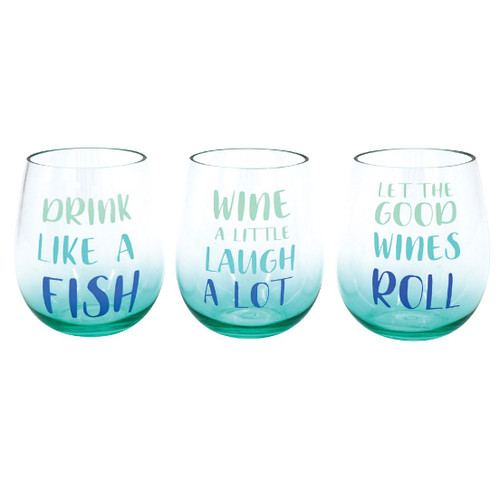 Fun Drink Sayings Ombre Stemless Wine Glass