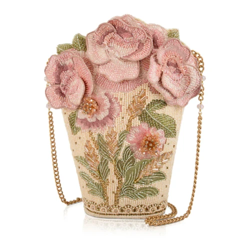 Mary Frances Sweet Pink Flowers Crossbody Handbag