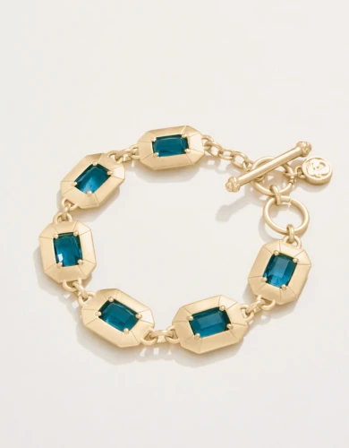 Spartina 449 Faceted Glass Stone Gold Rectangle Links Bracelet