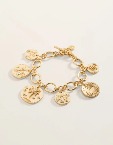 Spartina 449 Salt Marsh Coin Charms Gold Toggle Bracelet