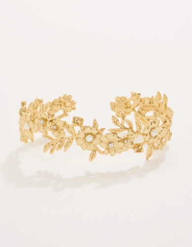 Spartina 449 Posy Party Flowers Gold Cuff Bracelet