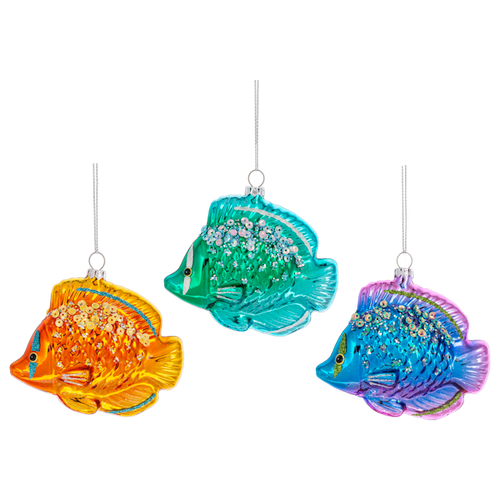Ganz Sequin Tropical Fish Metallic Glass Ornament