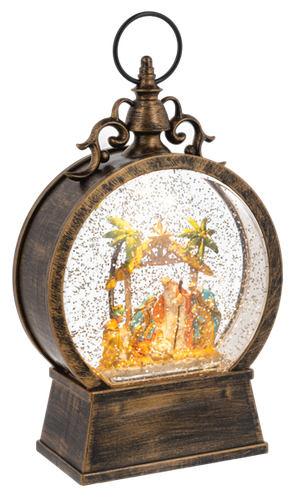 Ganz Nativity LED Water Globe Tabletop Round Lantern