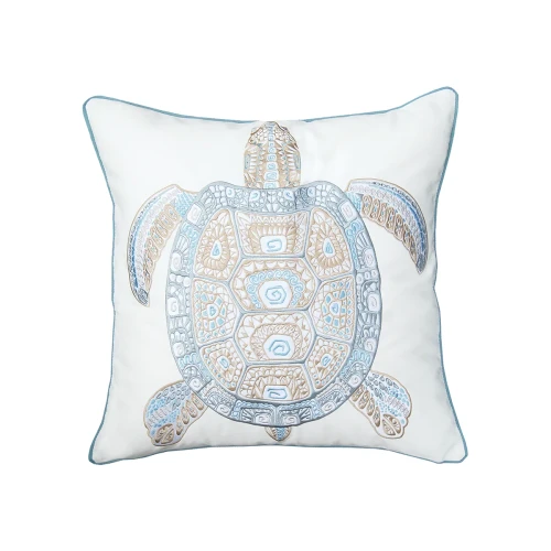 Rightside Design Sea Glass Tribal Turtle Square Indoor/Outdoor Pillow