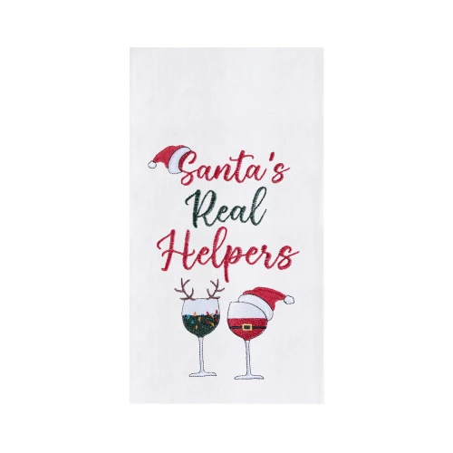 C & F Santa's Real Helpers Christmas Flour Sack Kitchen Towel