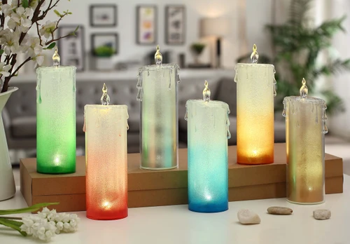 Icy Craft Tall Shimmer Color LED Icicle Candles