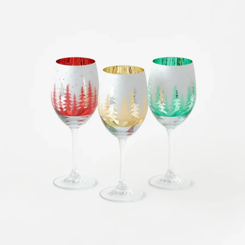 One Hundred 80 Degrees Mirrored Christmas Tree Wine Glass