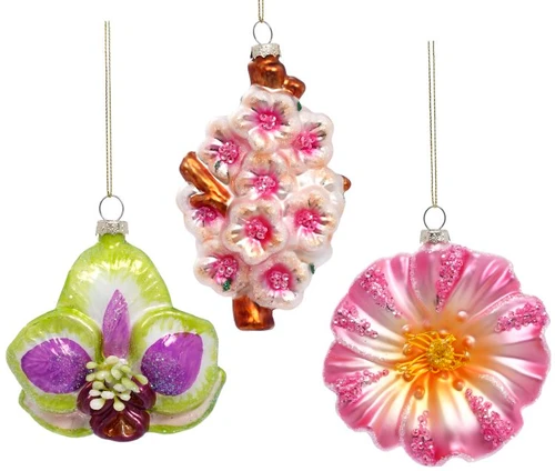 Mark Roberts Tropical Orchid Flower Glass Ornament