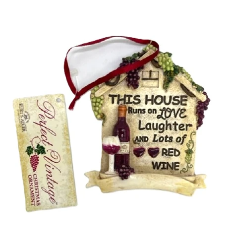 Kurt Adler Perfect Vintage This Red Wine House Ornament