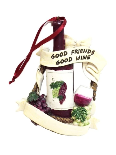 Kurt Adler Perfect Vintage Good Friends Wine Ornament
