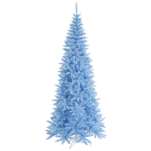 Vickerman Sky Blue LED Lighted Slim Christmas Tree 6.5 feet