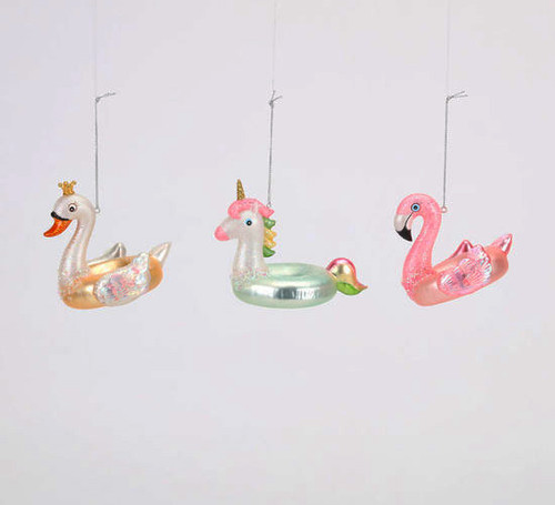 Glitterville Swan Unicorn Flamingo Glass Pool Float Ornaments Glitterville Swan Unicorn Flamingo Glass Pool Float Ornaments
