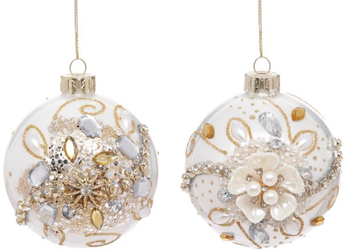 Mark Roberts Flower Swirl Jeweled Ball Christmas Tree Ornament