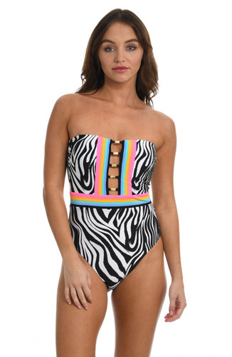 Sunshine 79 Psychedelic Zebra Bandeau One Piece Swim Suit