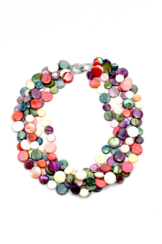 Sea Lily Mother Of Pearl 5 Strand Statement Necklace