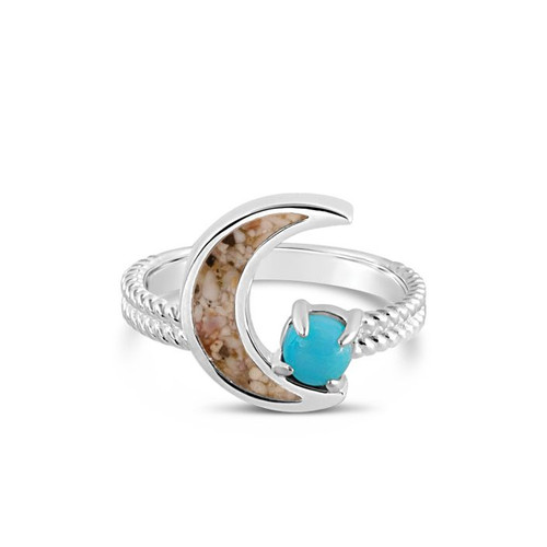 Dune Jewelry Blue Moon Larimar and Beach Sand Silver Ring