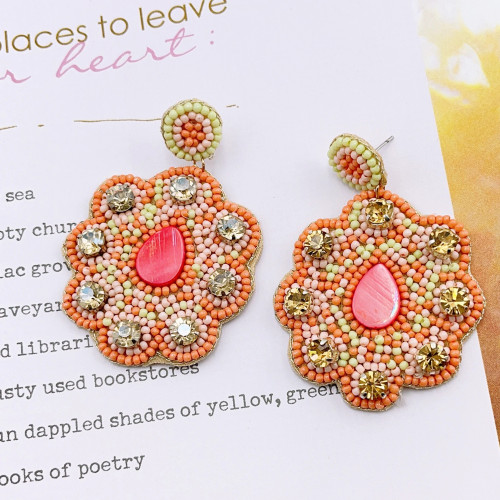 Giselle Beaded Dangle Earrings coral Giselle Beaded Dangle Earrings coral