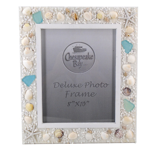 Blue Sea Glass Seashells and Starfish Large Photo Frame