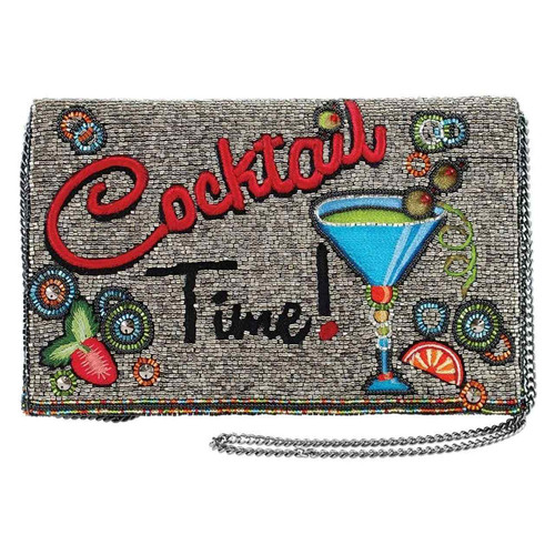 Mary Frances Cocktail Time Beaded Blue Martini Clutch Bag Purse Mary Frances Cocktail Time Beaded Blue Martini Clutch Bag Purse