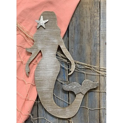 Distressed Wood Mermaid Wall  Art