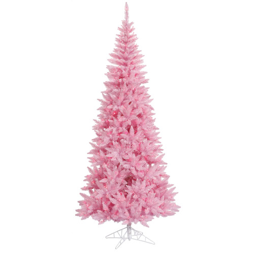 Vickerman Pink 6.5 Feet LED Lighted Slim Fir Christmas Tree