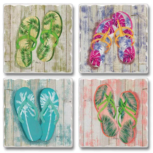 Pompano Flip Flops Sandals 4 Pack Coaster Set