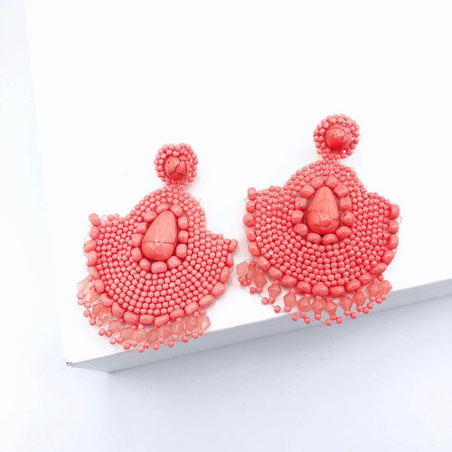 Maya Beaded Dangle Earrings coral Maya Beaded Dangle Earrings coral
