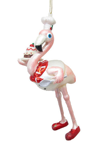 Pink Flamingo Baker Christmas Tree Ornament