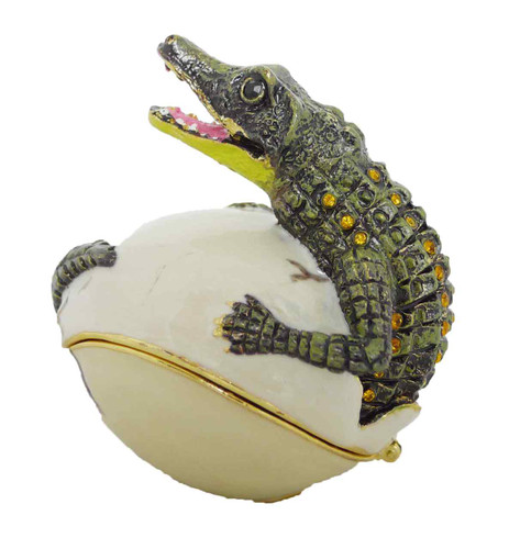 Gator In An Egg Jeweled Trinket Box