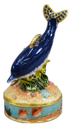 Blue Dolphin Jeweled Trinket Box