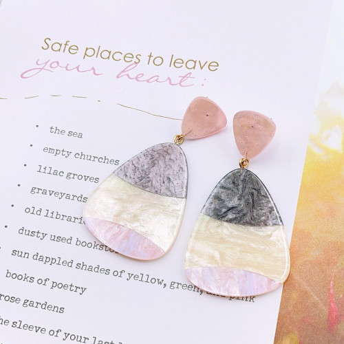 Pipa Pink Block Colors Contemporary Acrylic Dangle Treasure Jewels Artisan Earrings Pipa Pink Block Colors Contemporary Acrylic Dangle Treasure Jewels Artisan Earrings