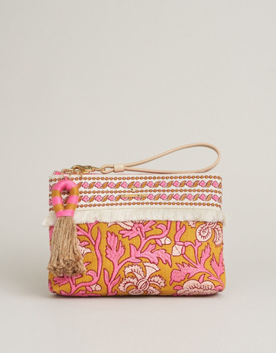 Spartina 449 Maci Wristlet Pepper Hall Woodblock Floral Purse Spartina 449 Maci Wristlet Pepper Hall Woodblock Floral Purse