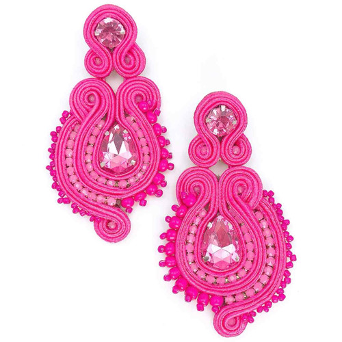 Courtney Jeweled Dangle Earrings hot pink Courtney Jeweled Dangle Earrings hot pink
